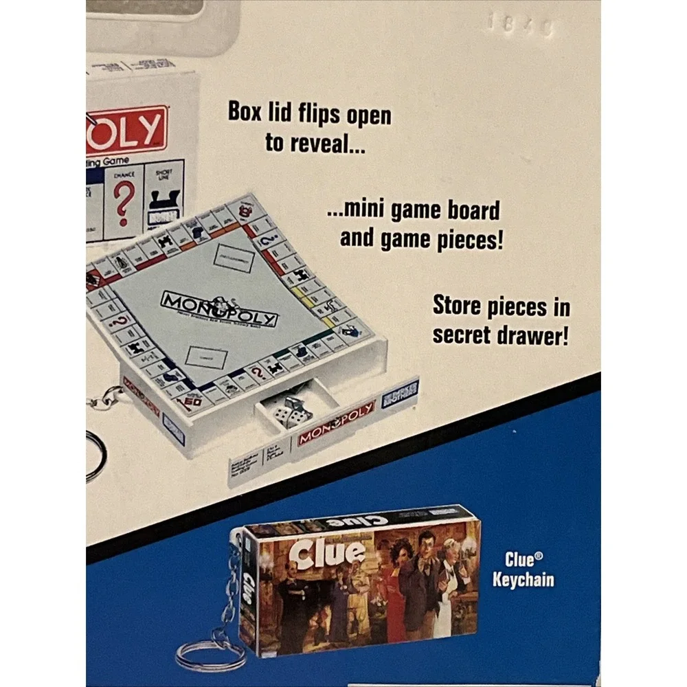 Monopoly Game Keychain 1998 Hasbro Real Mini Game Vintage Collectible - NEW‎